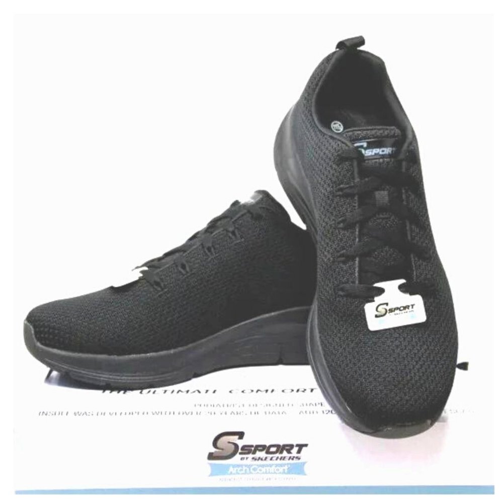 New S SPORT by SKECHERS Men's CAMRON Arch Support Black Sneakers Shoes Size 11.5 - Picture 1 of 12